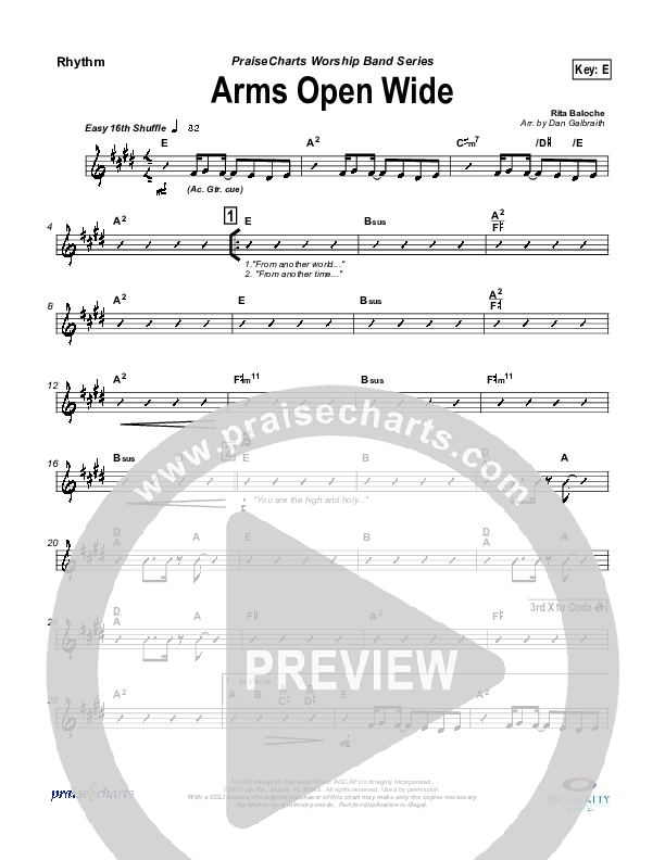 Arms Open Wide Rhythm Chart (Rita Baloche)