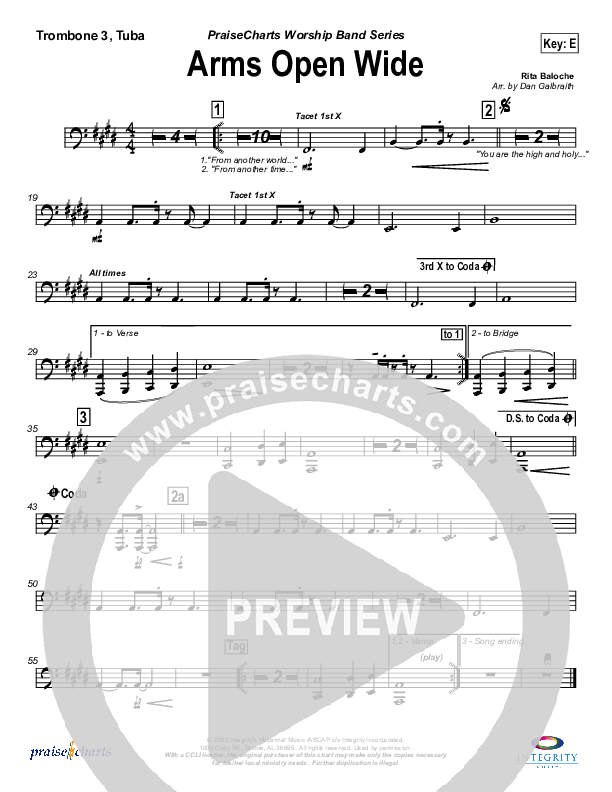 Arms Open Wide Trombone 3/Tuba (Rita Baloche)