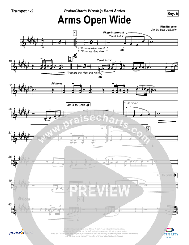 Arms Open Wide Brass Pack (Rita Baloche)