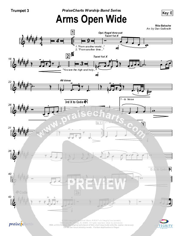 Arms Open Wide Trumpet 3 (Rita Baloche)