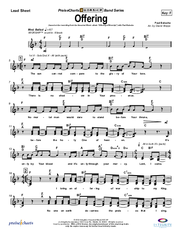 Offering Lead Sheet (SAT) (Paul Baloche)