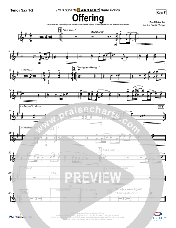 Offering Tenor Sax 1/2 (Paul Baloche)