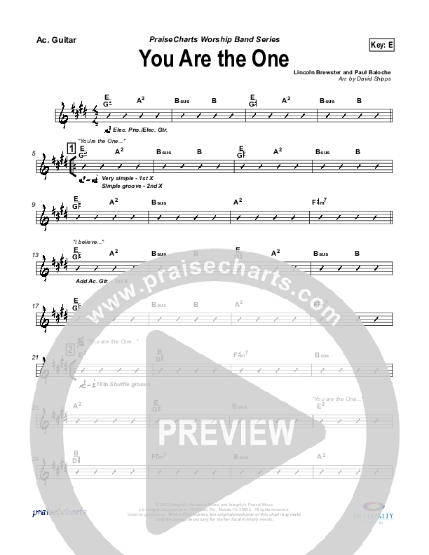 You Are the One Rhythm Chart (Paul Baloche)