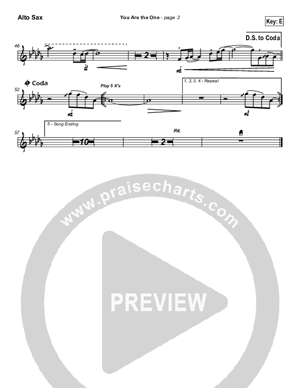 You Are the One Alto Sax (Paul Baloche)