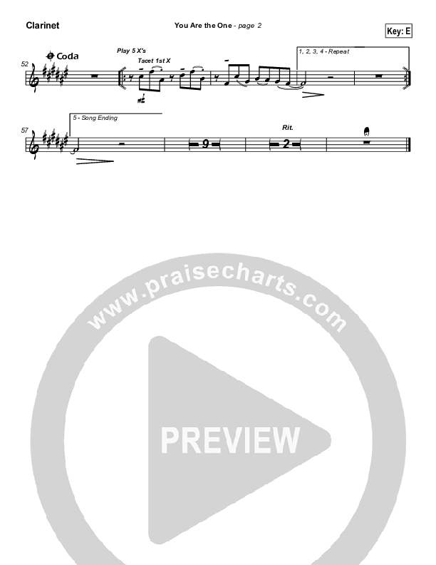 You Are the One Clarinet (Paul Baloche)