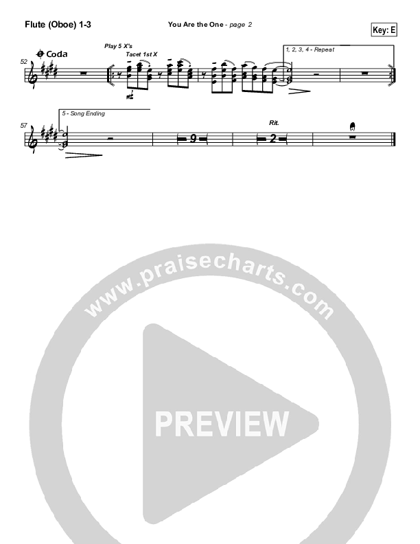 You Are the One Flute/Oboe 1/2/3 (Paul Baloche)