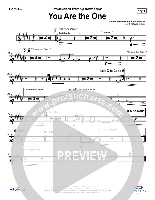 You Are the One French Horn 1/2 (Paul Baloche)