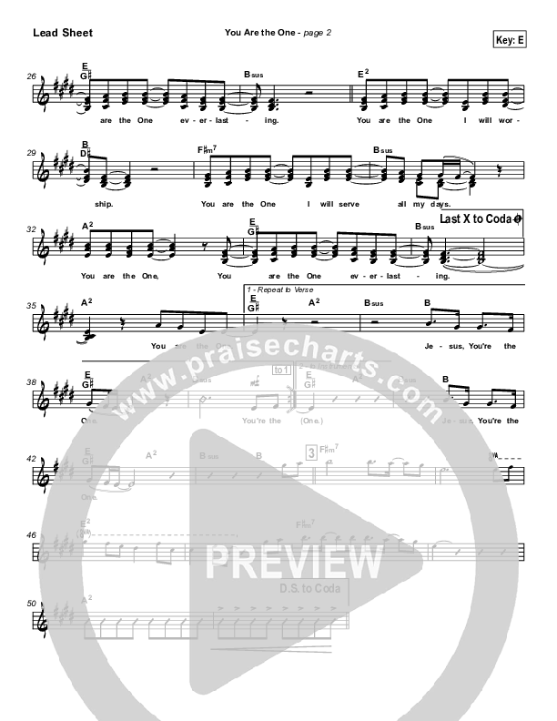 You Are the One Lead Sheet (Paul Baloche)