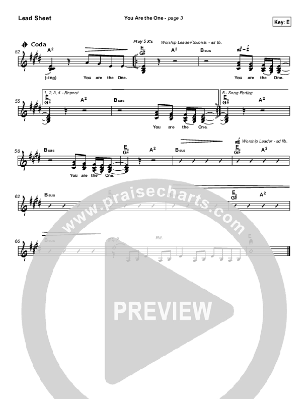 You Are the One Lead Sheet (Paul Baloche)