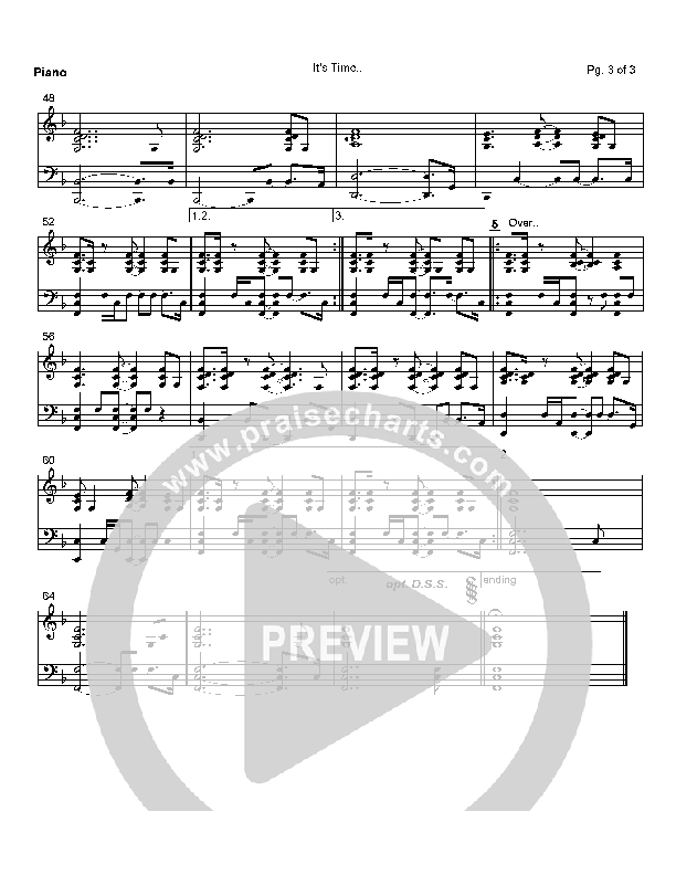 It's Time Piano Sheet (Lindell Cooley)