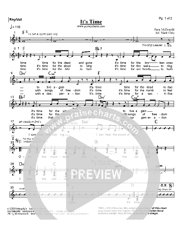 It's Time Rhythm/Vocal (Lindell Cooley)