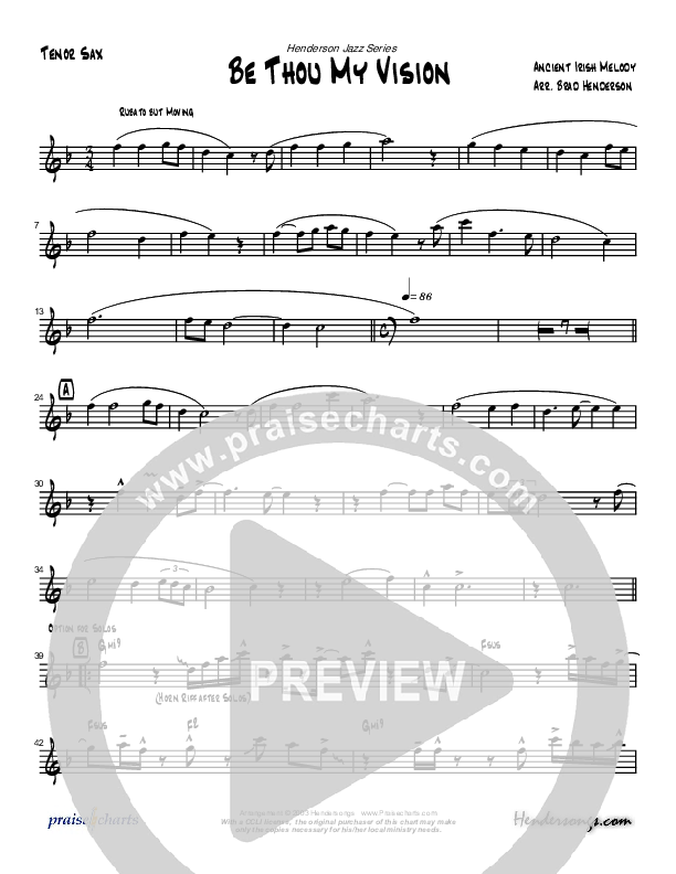 Be Thou My Vision (Instrumental) Tenor Sax 2 (Brad Henderson)