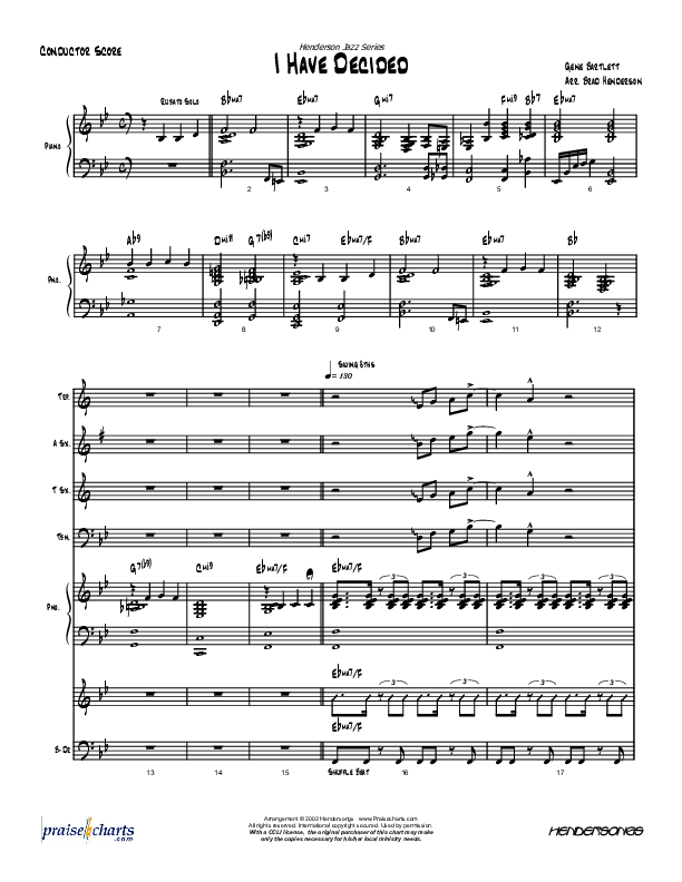 I Have Decided (Instrumental) Conductor's Score (Brad Henderson)