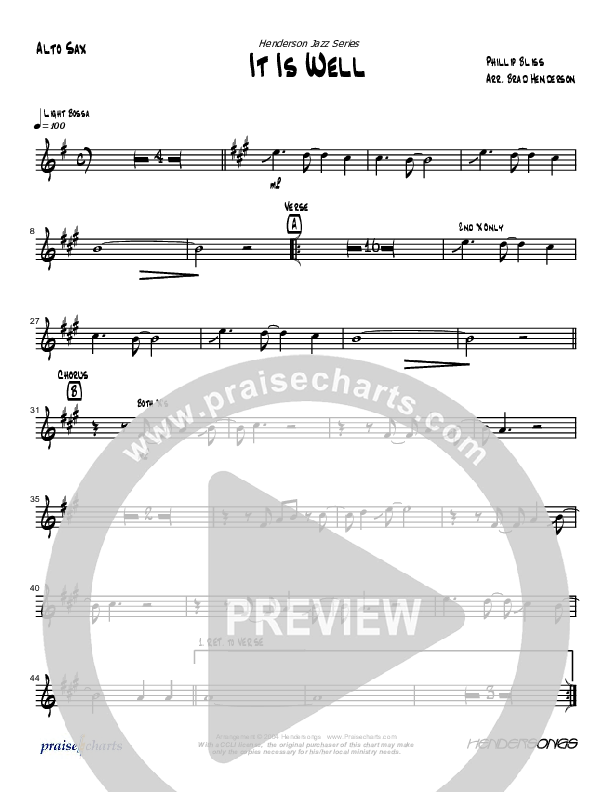 It Is Well With My Soul (Instrumental) Alto Sax (Brad Henderson)