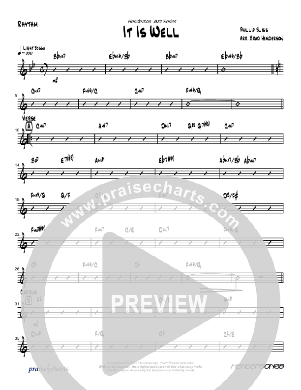 It Is Well With My Soul (Instrumental) Rhythm Chart (Brad Henderson)