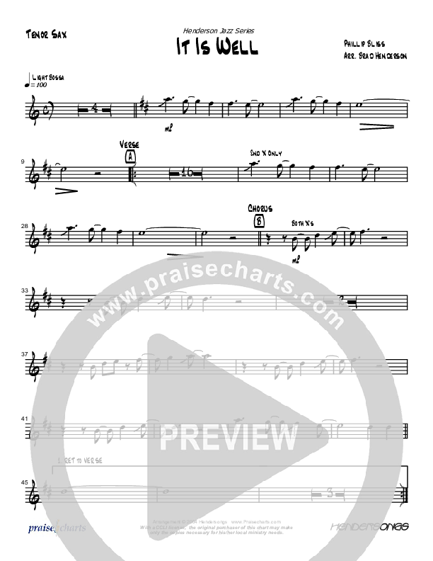 It Is Well With My Soul (Instrumental) Tenor Sax 2 (Brad Henderson)
