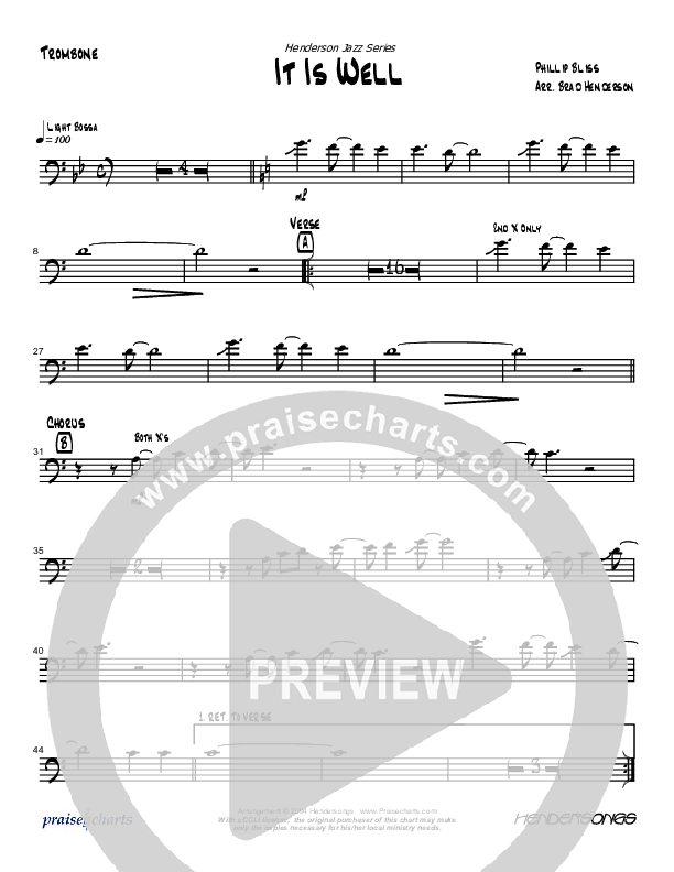 It Is Well With My Soul (Instrumental) Trombone (Brad Henderson)