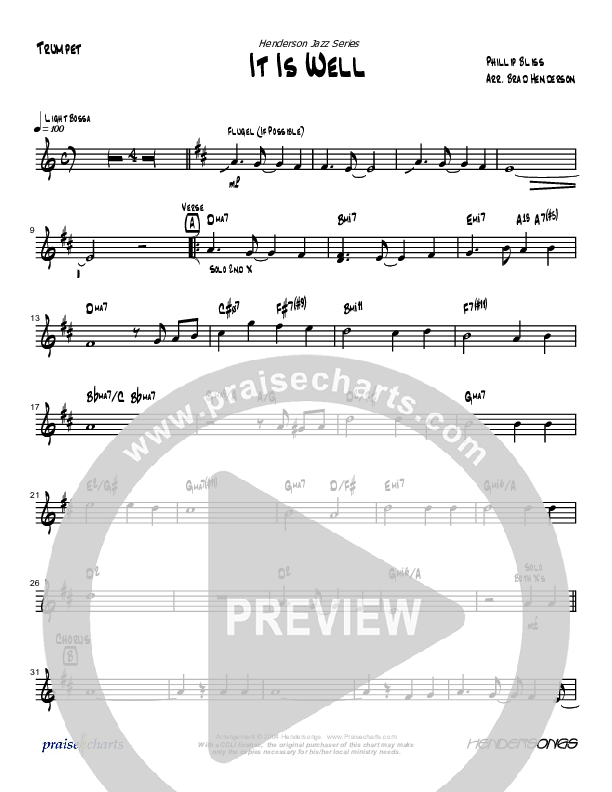 It Is Well With My Soul (Instrumental) Trumpet (Brad Henderson)