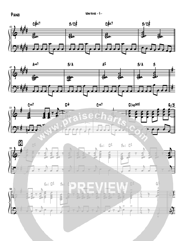 Whatever Piano Sheet (Brad Henderson)