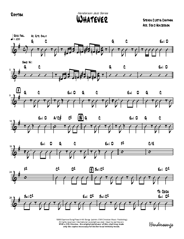 Whatever Rhythm Chart (Brad Henderson)