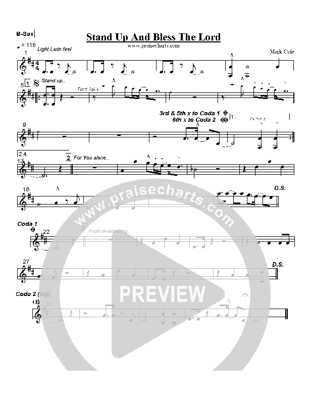 Stand Up and Bless the Lord Bari Sax (Mark Cole)
