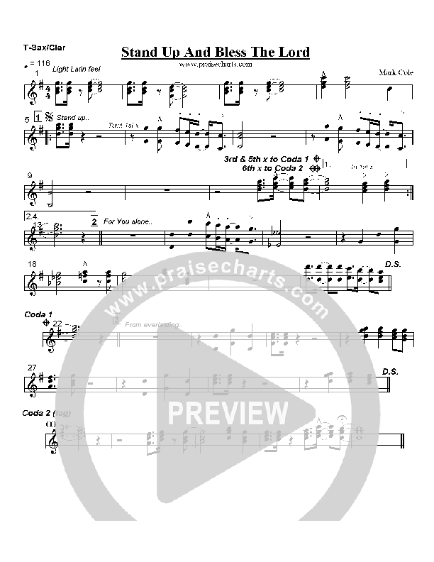 Stand Up and Bless the Lord Tenor Sax/Clarinet (Mark Cole)