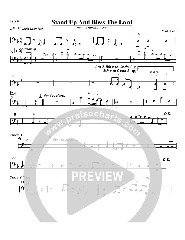 Stand Up and Bless the Lord Trombone 4 (Mark Cole)
