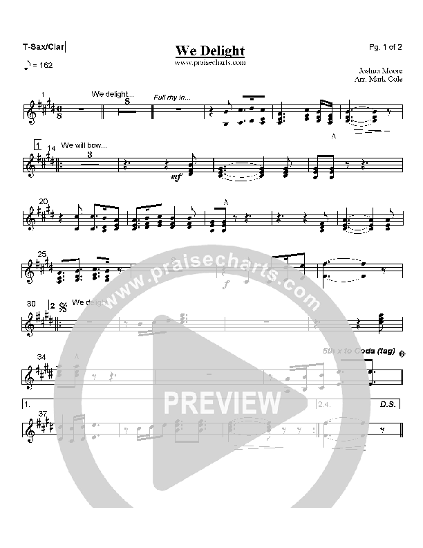 We Delight Tenor Sax/Clarinet (Joshua Moore)