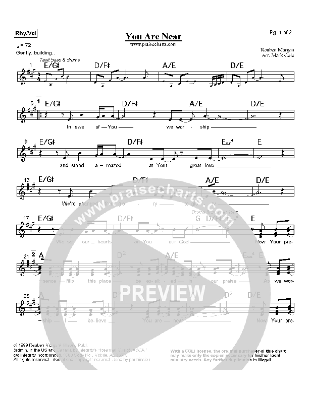 You Are Near Lead Sheet (Hillsong Worship)