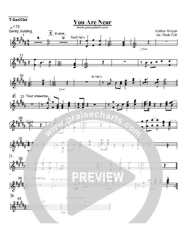 You Are Near Tenor Sax/Clarinet (Hillsong Worship)