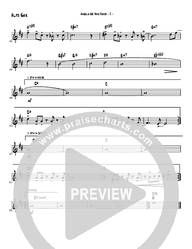 Angels We Have Heard On High (Gloria's Samba) (Instrumental) Alto Sax (Brad Henderson)