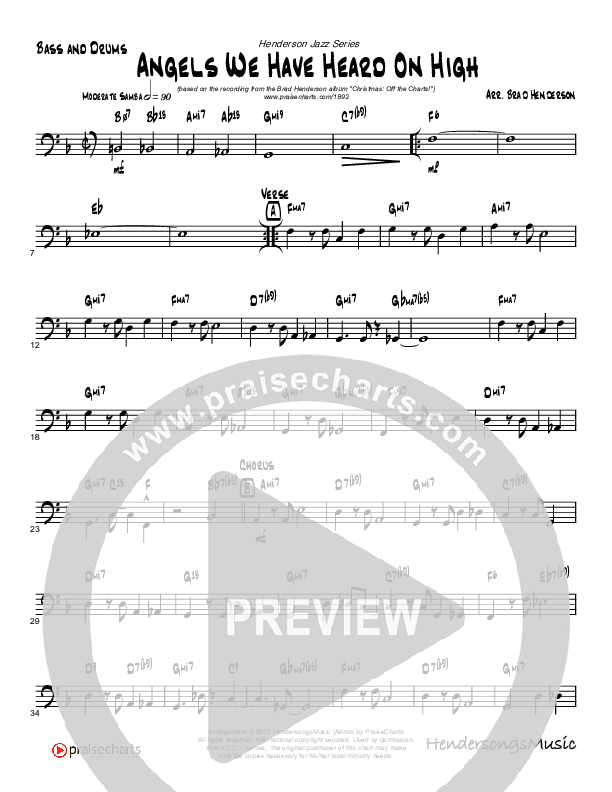 Angels We Have Heard On High (Gloria's Samba) (Instrumental) Drum Set (Brad Henderson)