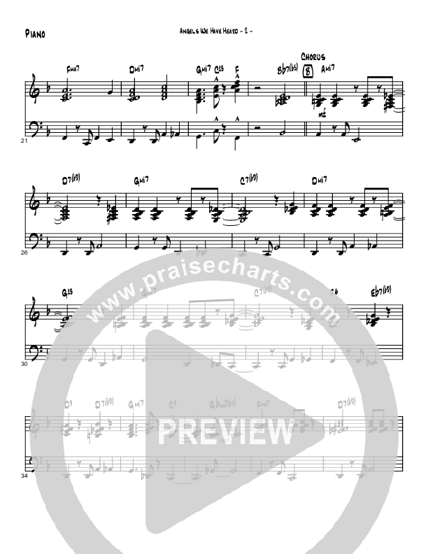 Angels We Have Heard On High (Gloria's Samba) (Instrumental) Piano Sheet (Brad Henderson)