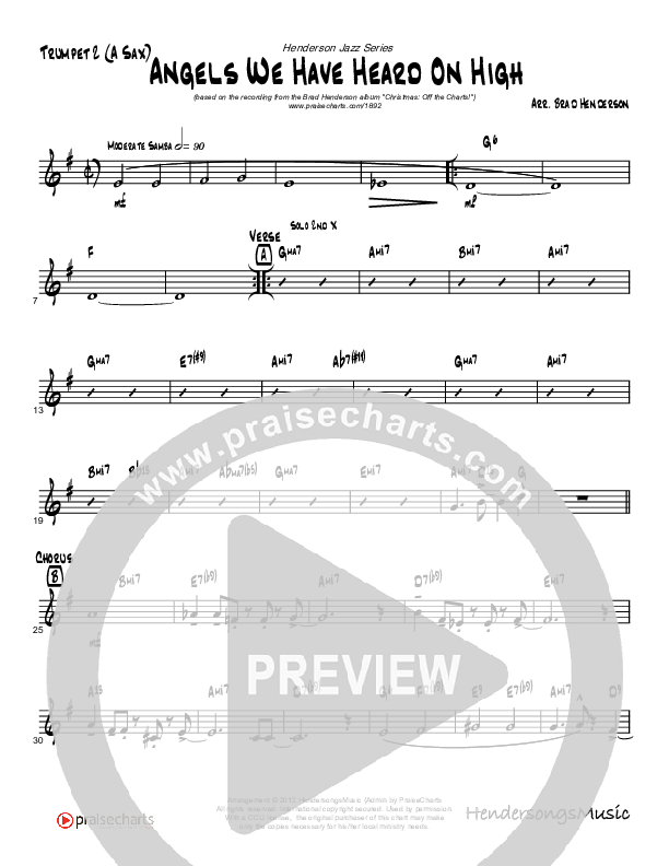 Angels We Have Heard On High (Gloria's Samba) (Instrumental) Trumpet 2 (Brad Henderson)