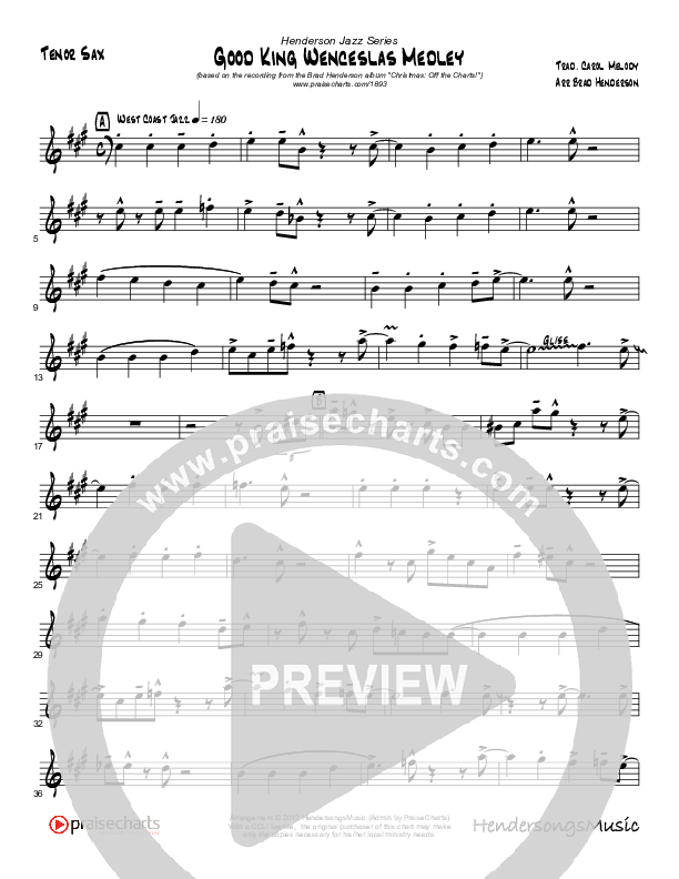 Good King Wenceslas (Instrumental) Tenor Sax 2 (Brad Henderson)