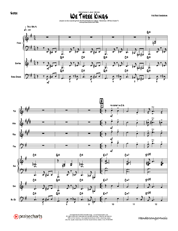We Three Kings (Instrumental) Conductor's Score (Brad Henderson)