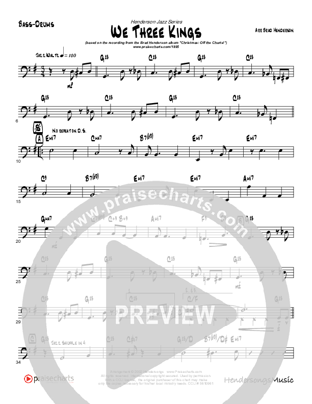 We Three Kings (Instrumental) Drum Set (Brad Henderson)