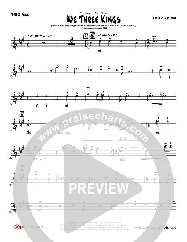 We Three Kings (Instrumental) Tenor Sax 2 (Brad Henderson)