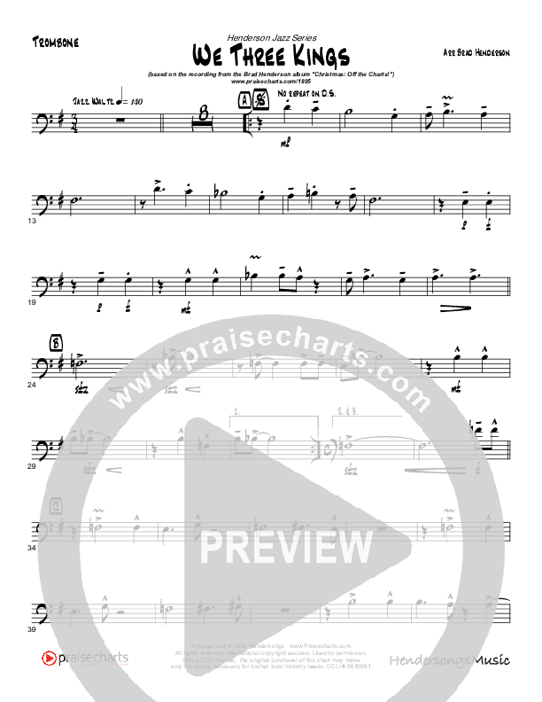 We Three Kings (Instrumental) Trombone (Brad Henderson)
