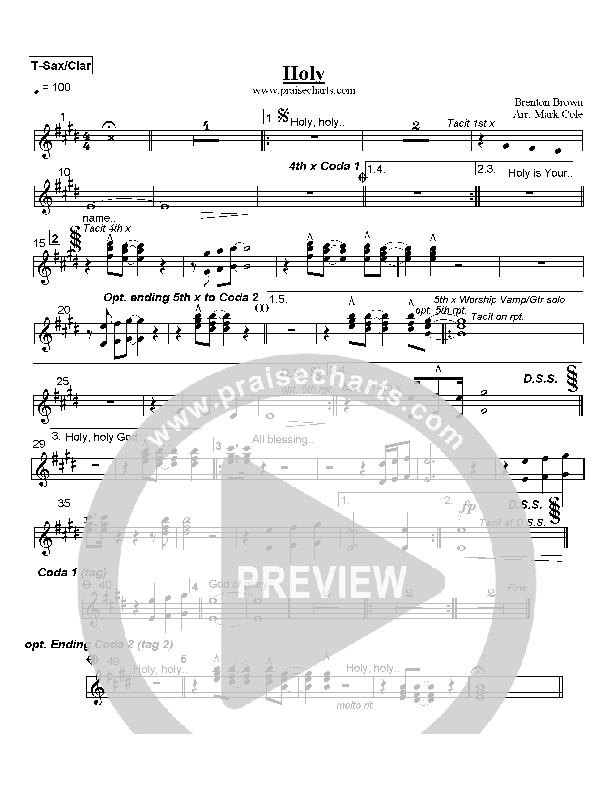 Holy Tenor Sax/Clarinet (Brenton Brown)