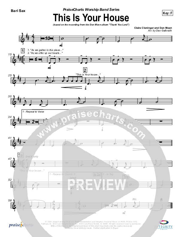 This Is Your House Bari Sax (Don Moen)