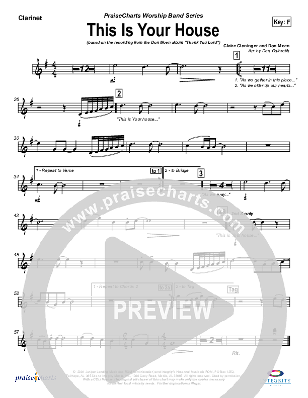 This Is Your House Clarinet (Don Moen)