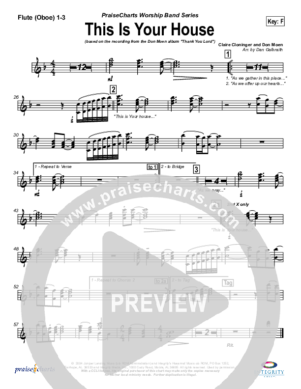 This Is Your House Flute/Oboe 1/2/3 (Don Moen)