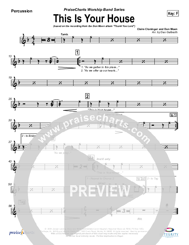 This Is Your House Percussion (Don Moen)