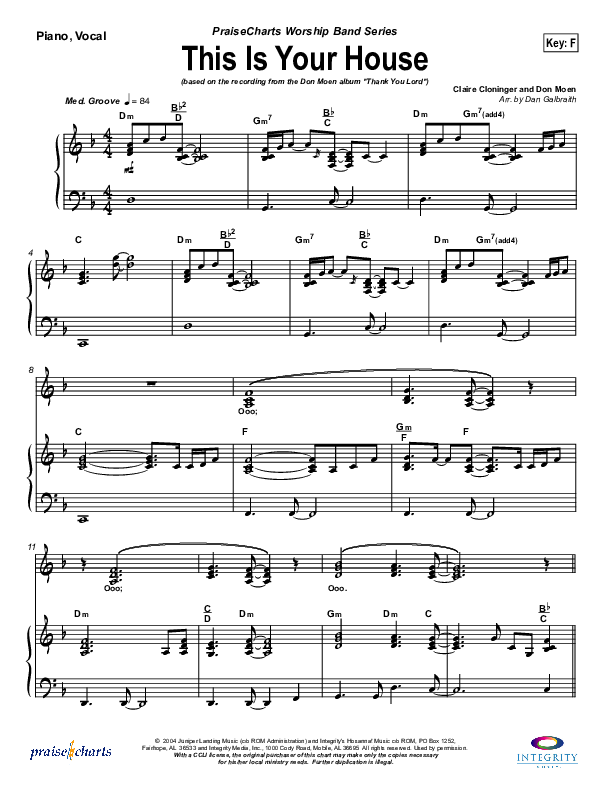 This Is Your House Piano/Vocal (Don Moen)