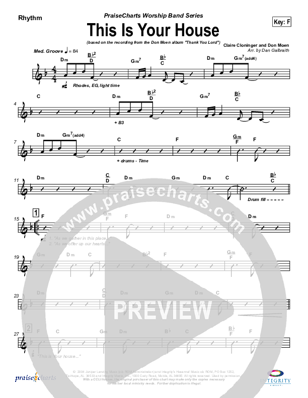 This Is Your House Rhythm Chart (Don Moen)