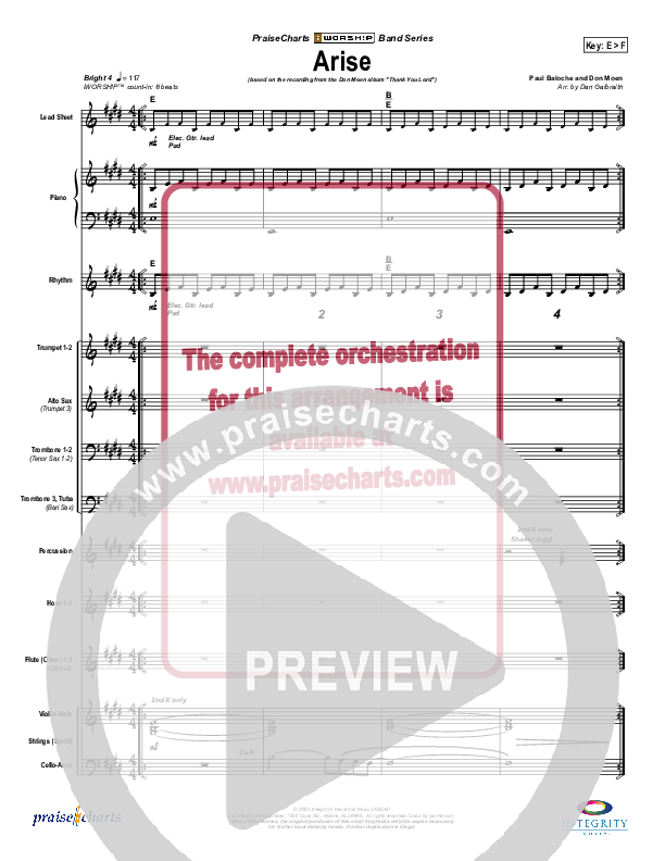 Arise Conductor's Score (Don Moen)