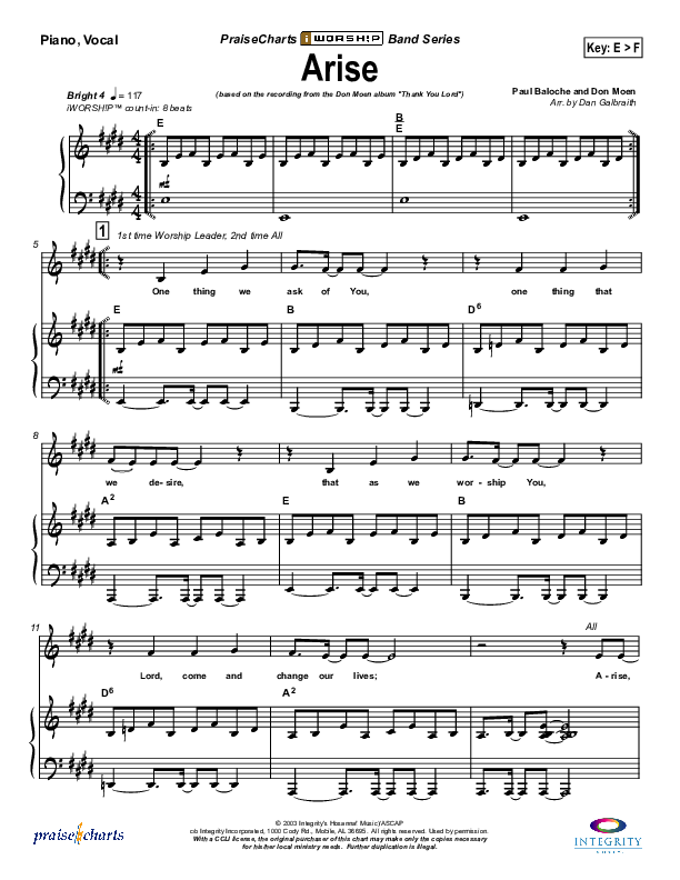 Arise Piano/Vocal (Don Moen)