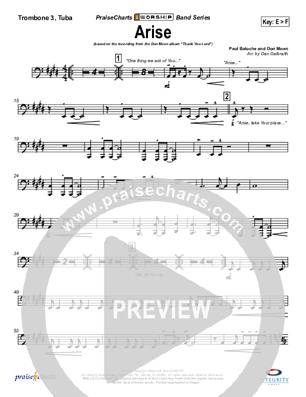Arise Trombone 3/Tuba (Don Moen)