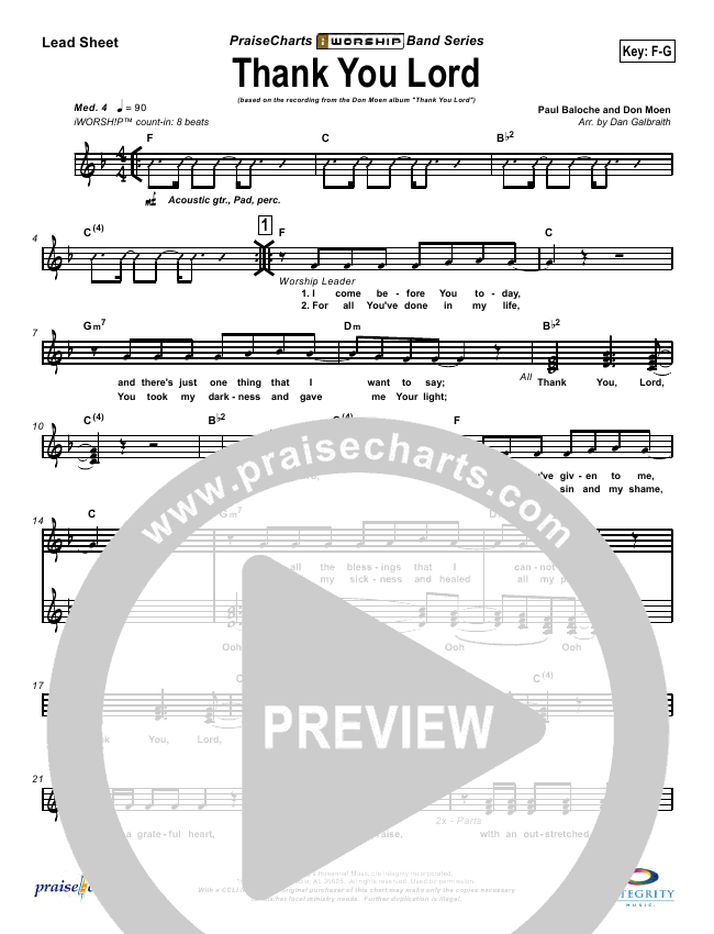 Thank You Lord Orchestration Don Moen Praisecharts